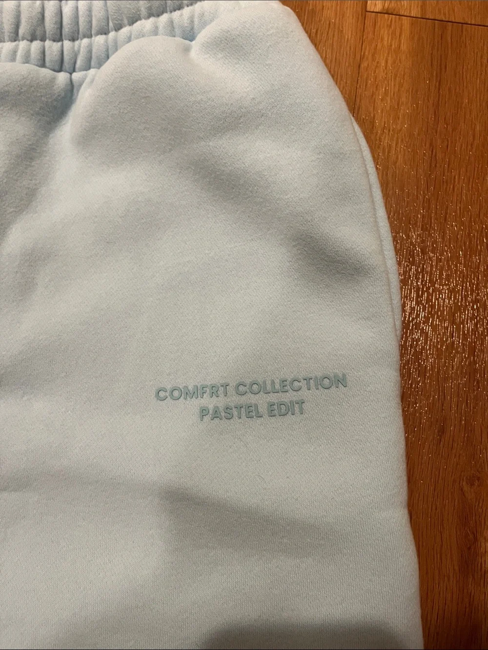 Women's Straight Leg SweatPants in Light Pastel Blue with Elastic Waist - Picture 3 of 4